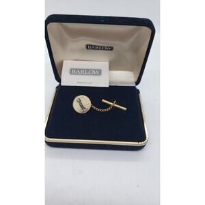 Vintage Barlow Tie Tac Golf Player Pin Men’s Gold Tone Signed USA Boxed Gift